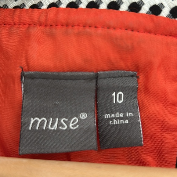 Muse Black/White Patterned Peter Pan Collar Lined Women’s Midi Dress Size 10 - Picture 2 of 7